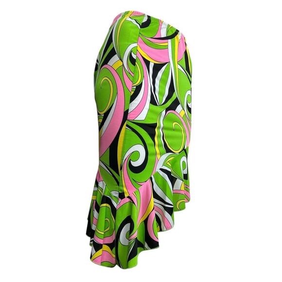 Lime Green Asymmetrical Skirt - Picture 1 of 5